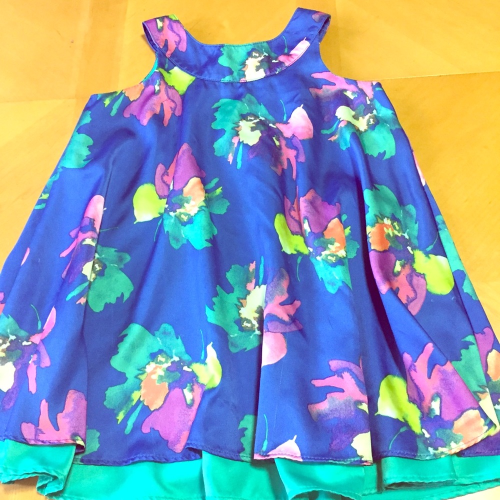 Blue flowered silky dress